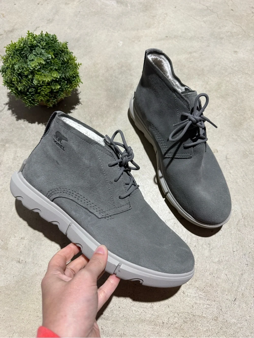 Sorel Explorer Next Drift Waterproof Boots Men Size 10 Light Gray Leather Suede